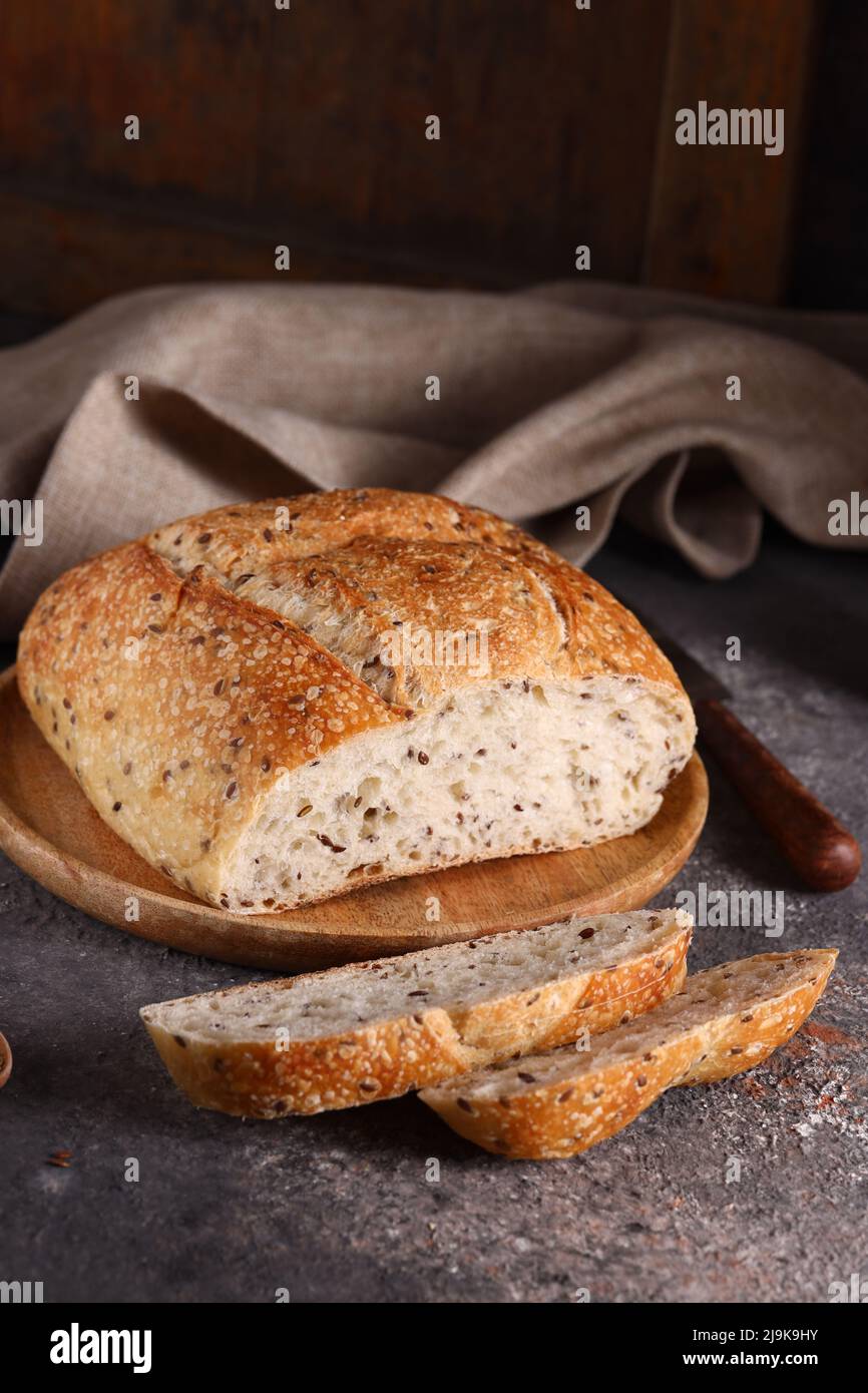 sourdough bread with flax seeds healthy food Stock Photo Alamy