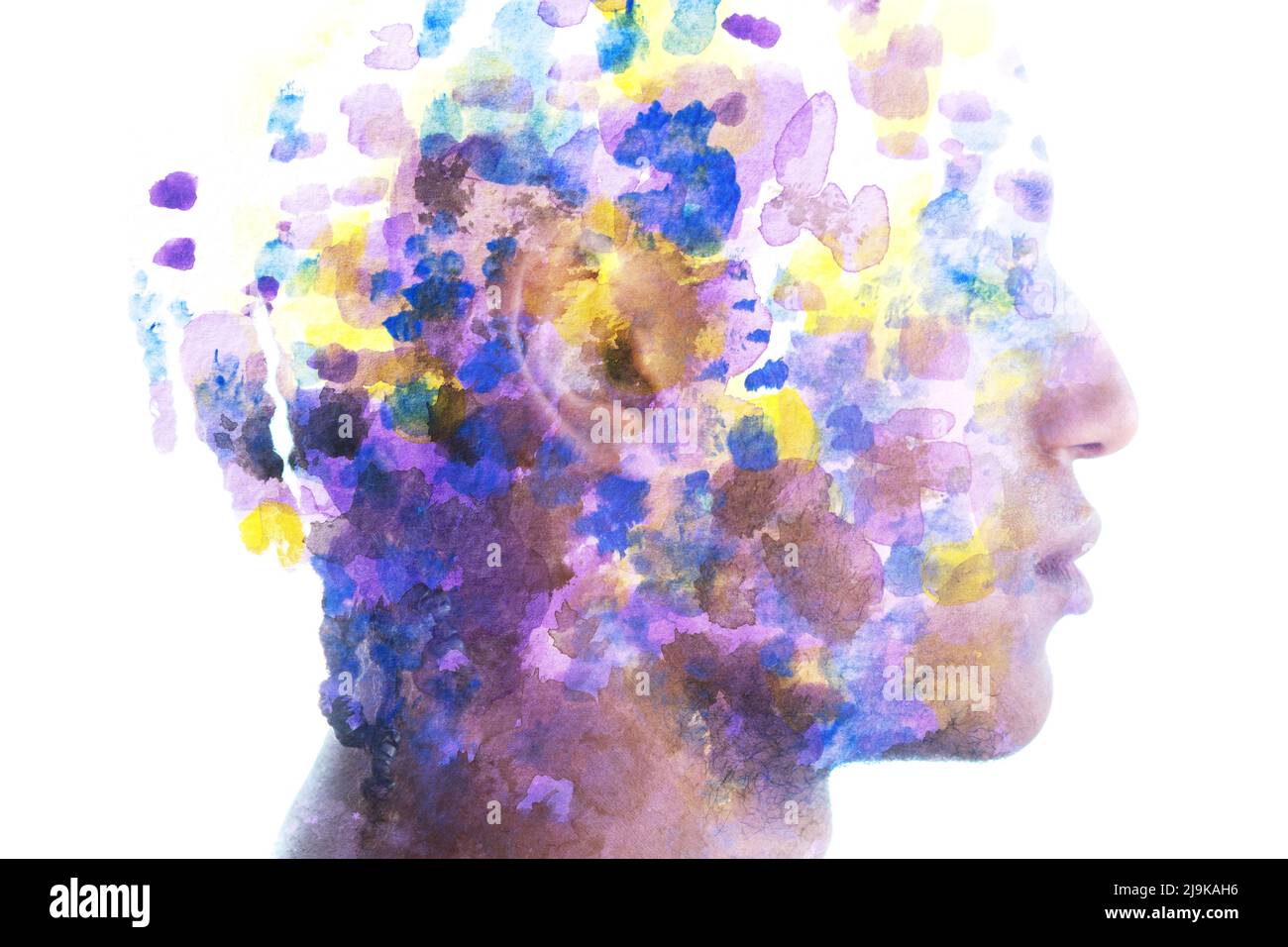 Paintography. Colorful paint splatters combined with a portrait of a ...