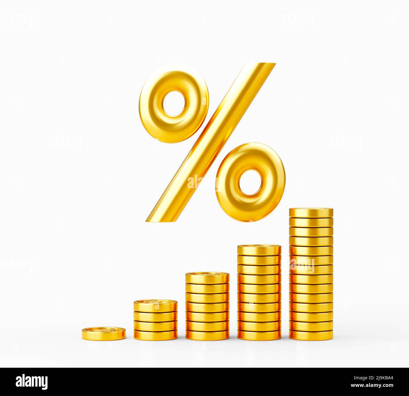 Stacks of golden coins isolated on white background Stock Photo - Alamy