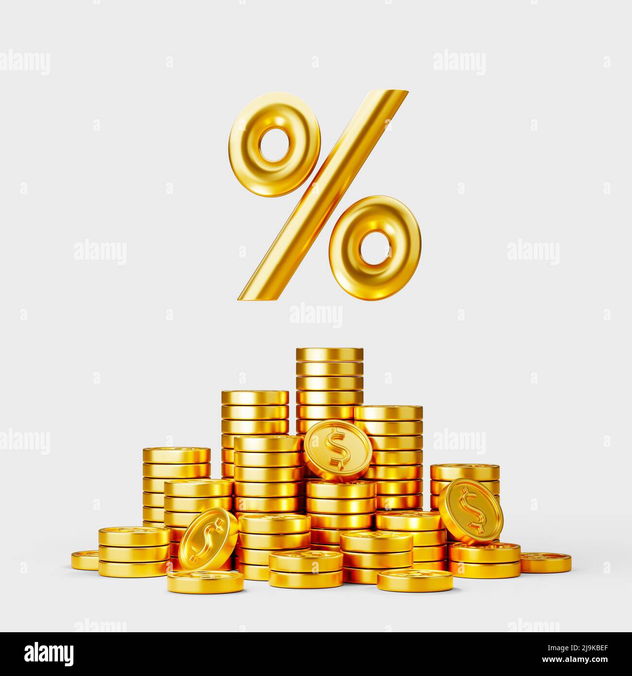 Stacks of golden coins isolated on white background Stock Photo - Alamy