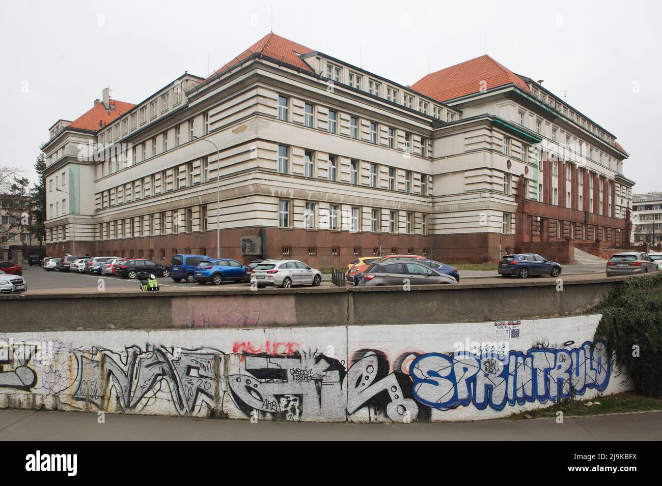Building of the High Court (Vrchní soud v Praze) in front of the