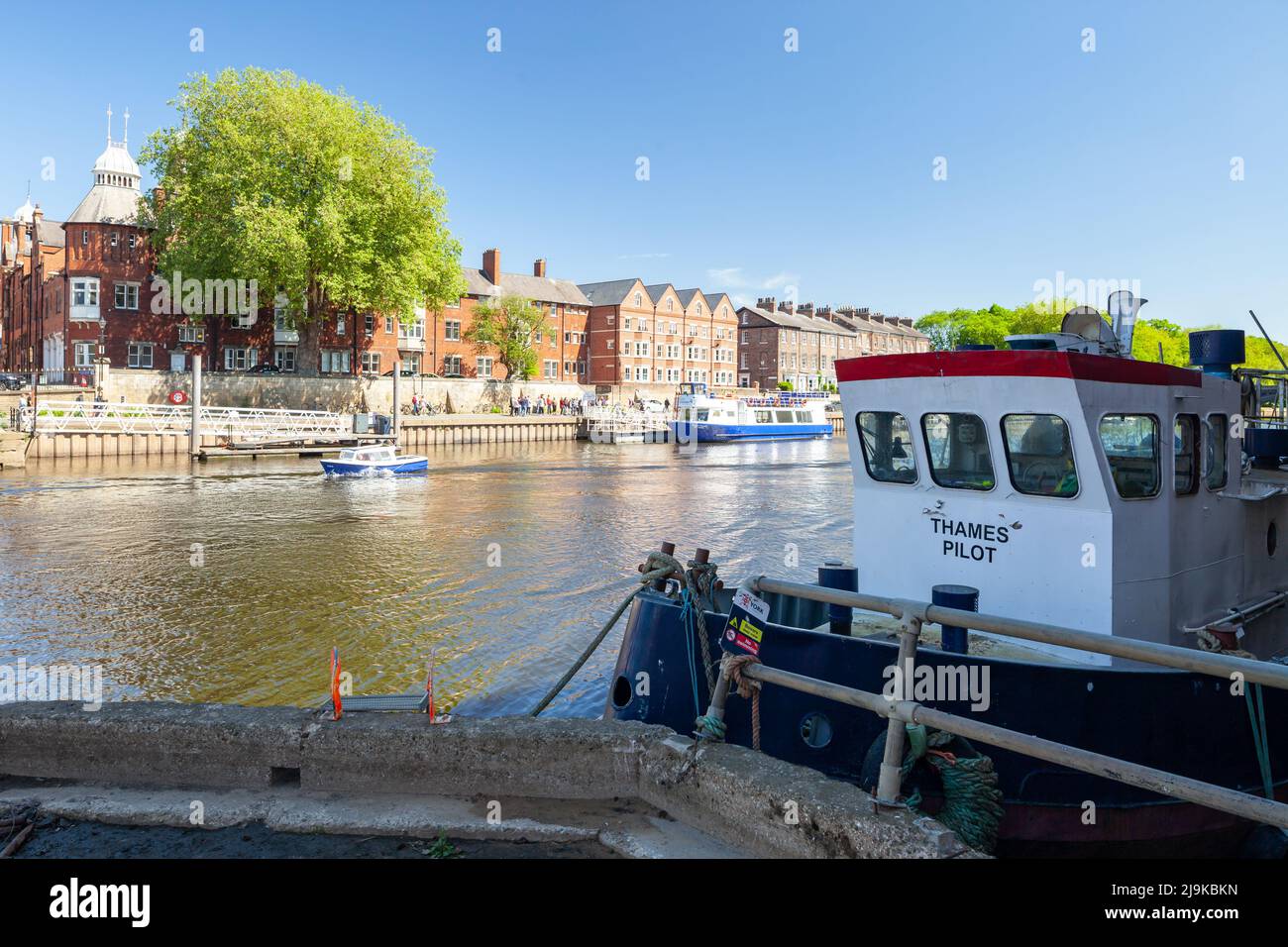 Spring afternoon on the riverside in York, England. Stock Photo