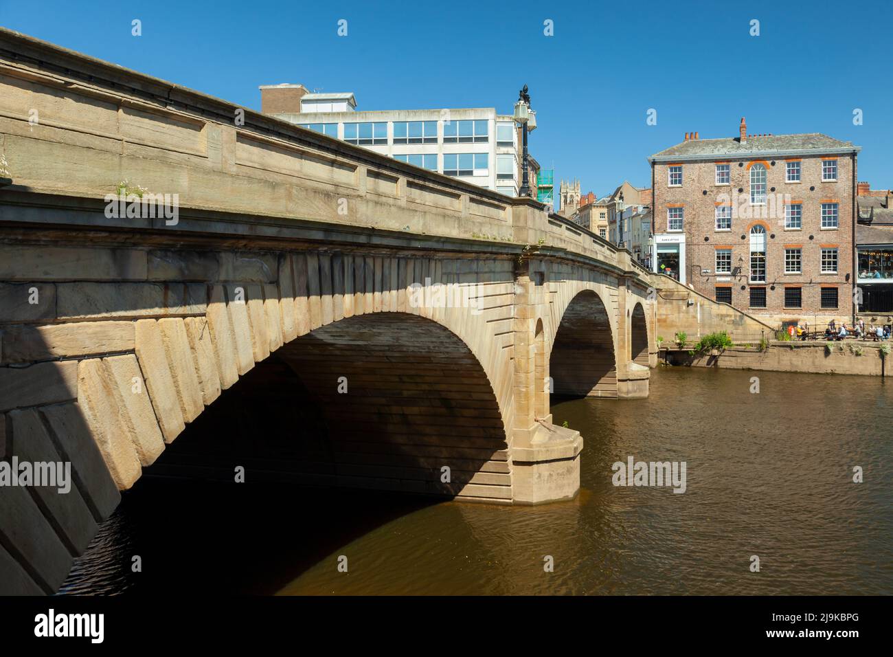 Spring afternoon at Ouse Bridge in York, England. Stock Photo