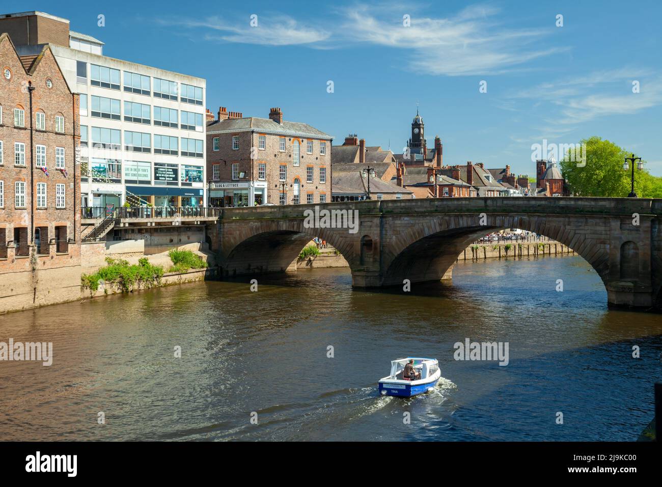Spring afternoon at the Ouse Bridge in York, England. Stock Photo
