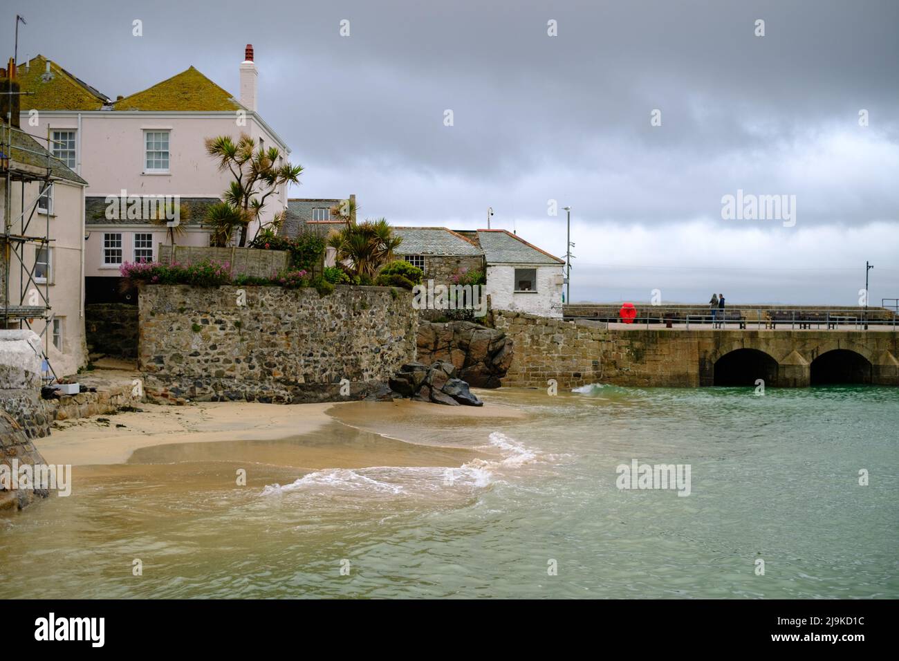 St Ives, Cornwall, UK. The Harbour beach as the tide comes in. Stock Photo