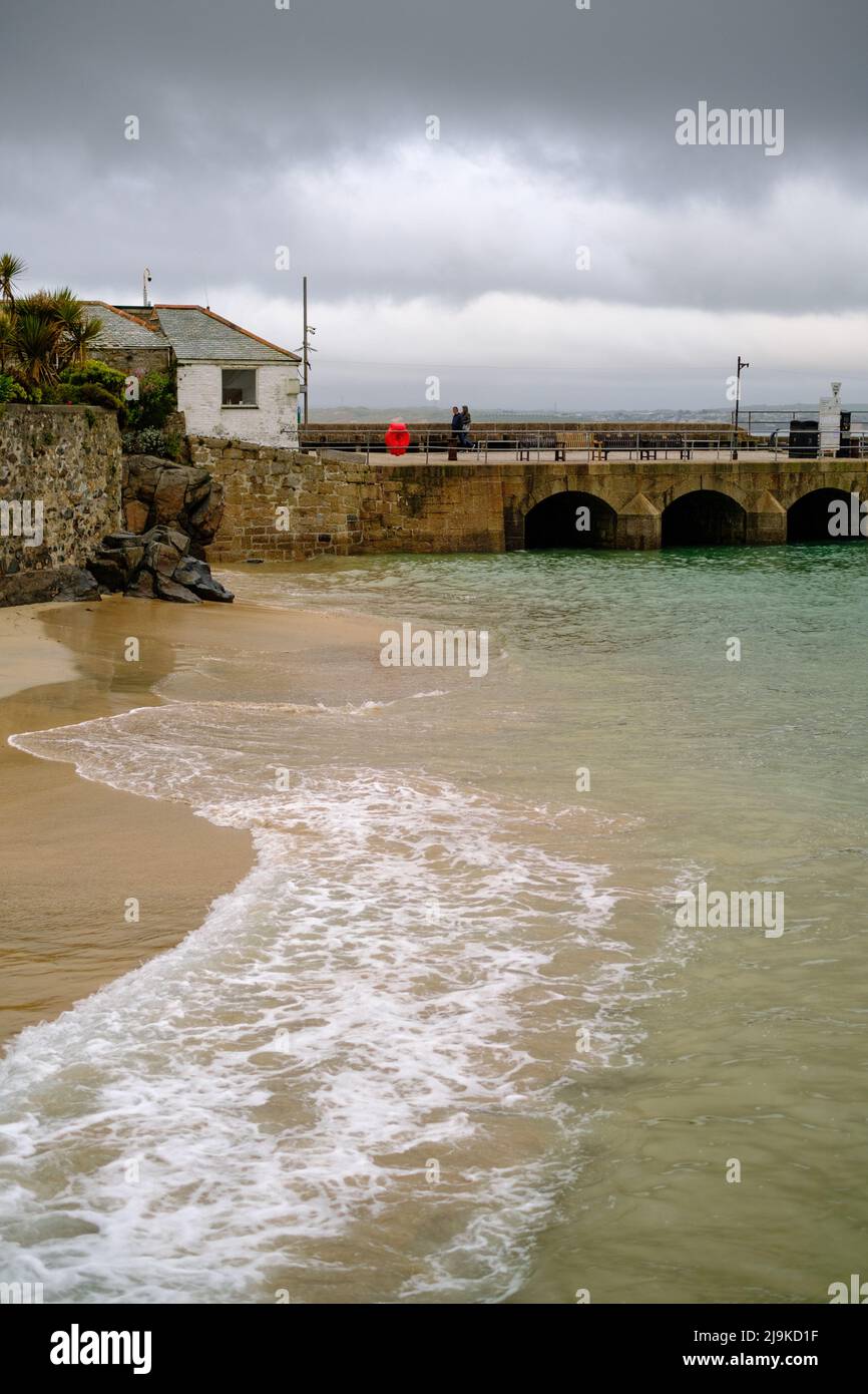 St Ives, Cornwall, UK. The Harbour beach as the tide comes in. Stock Photo