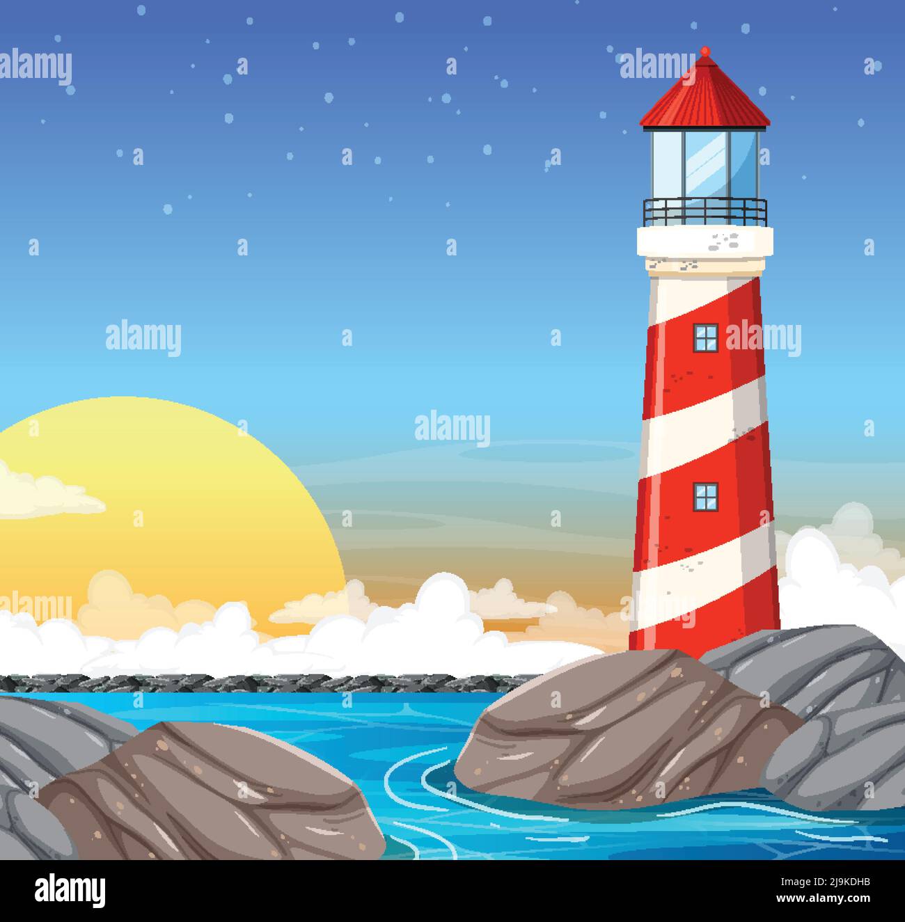 Lighthouse on the coast illustration Stock Vector Image & Art - Alamy