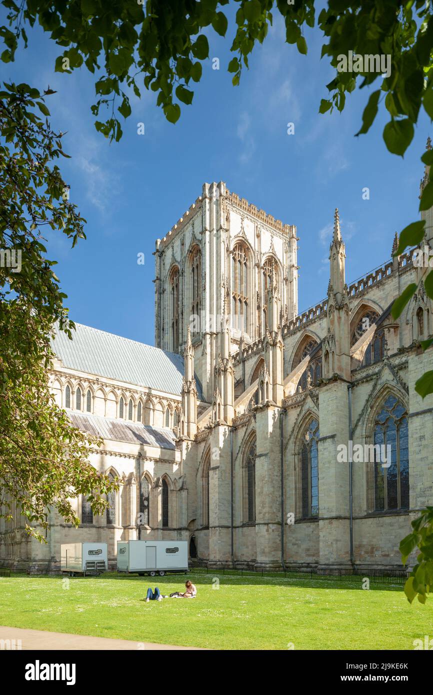 Spring afternoon at York Minster, North Yorkshire, England. Stock Photo