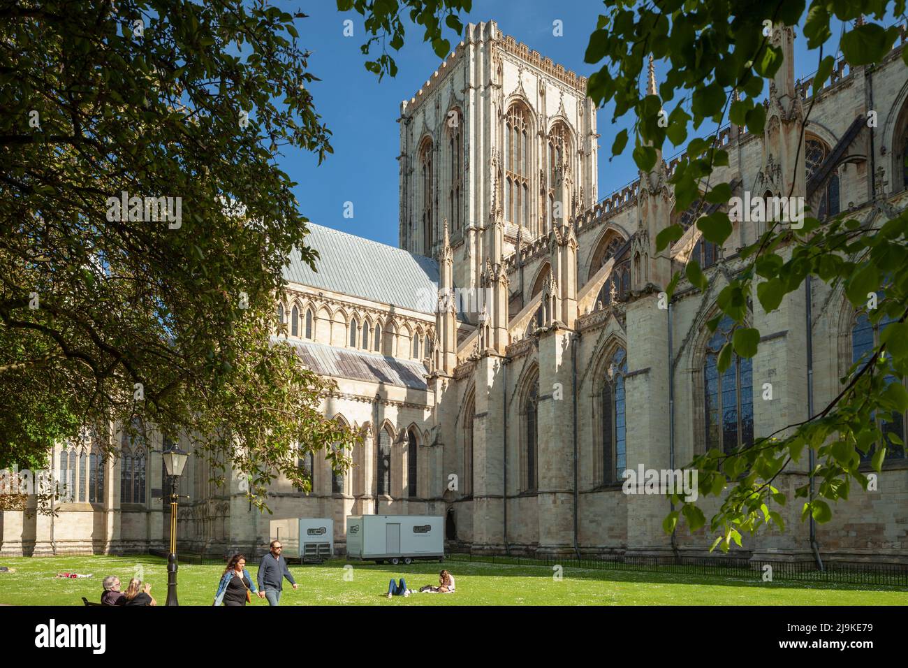 Spring afternoon at York Minster, England. Stock Photo