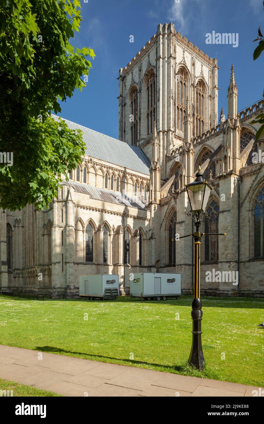 York Minster seen from Dean's Park on a spring afternoon, York, England. Stock Photo