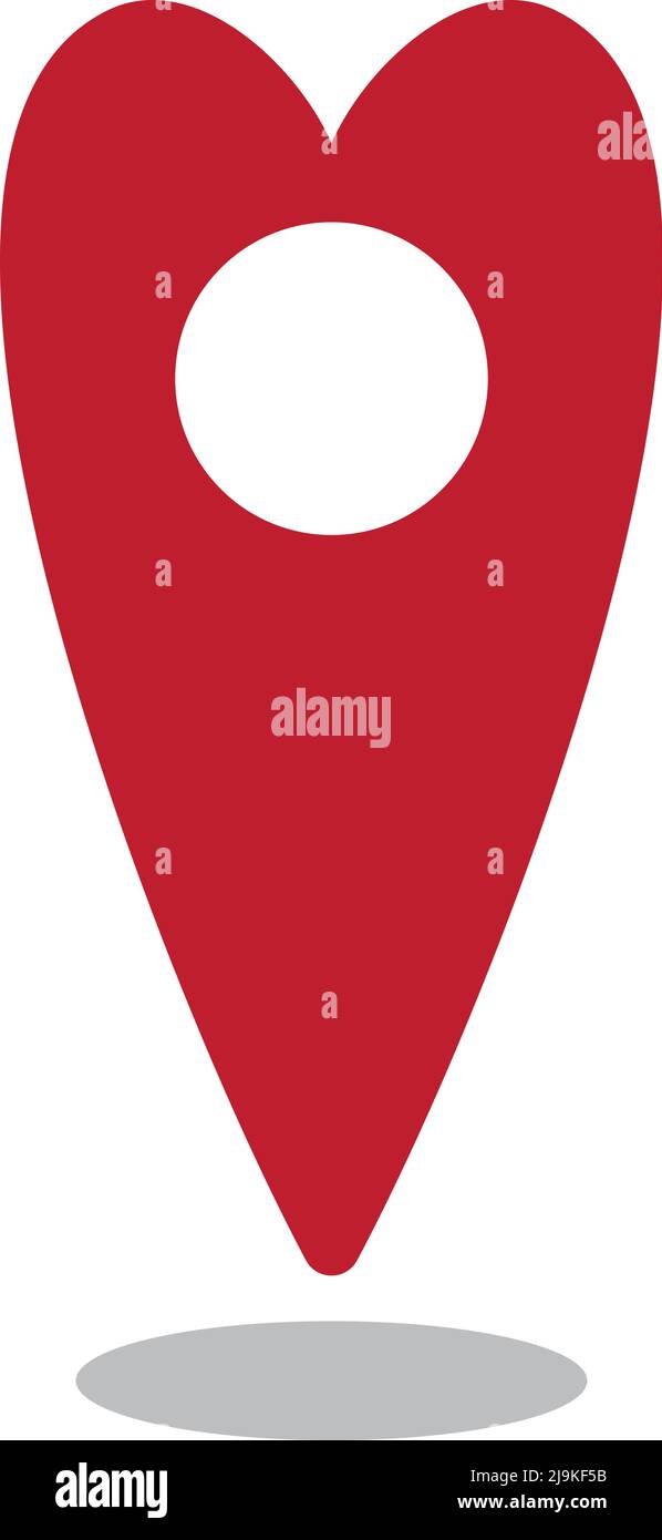 Red Vector location pin icon with heart shape love. Position marker ...