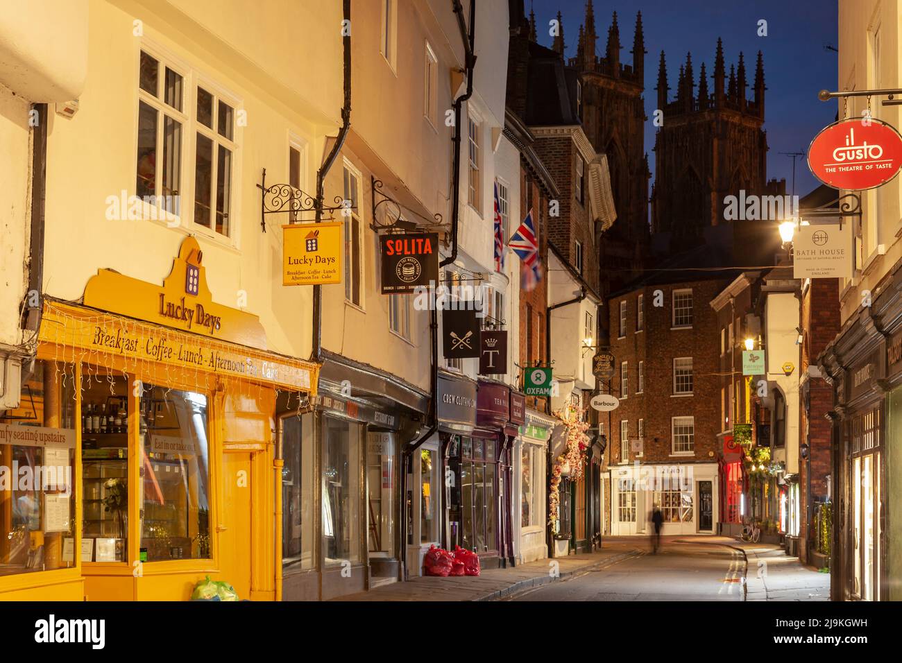 Evening on Low Petergate in York, North Yorkshire, England. Stock Photo