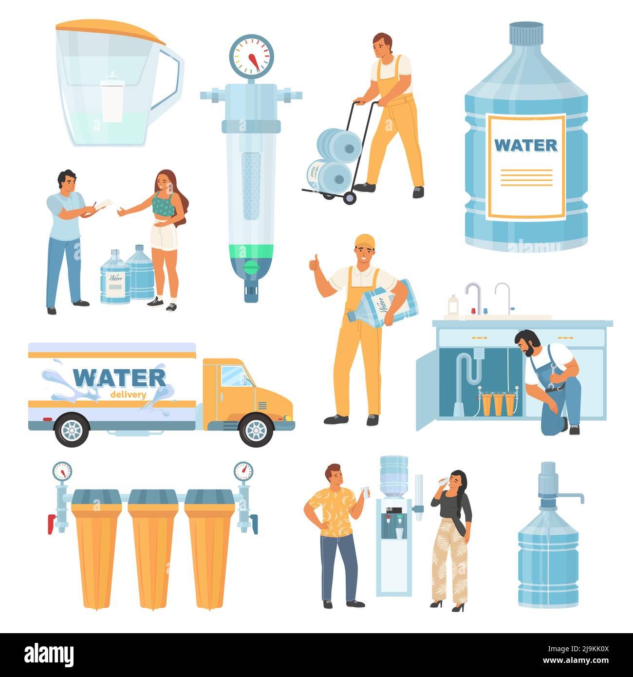 Water purification filter tool isolated vector set Stock Vector Image