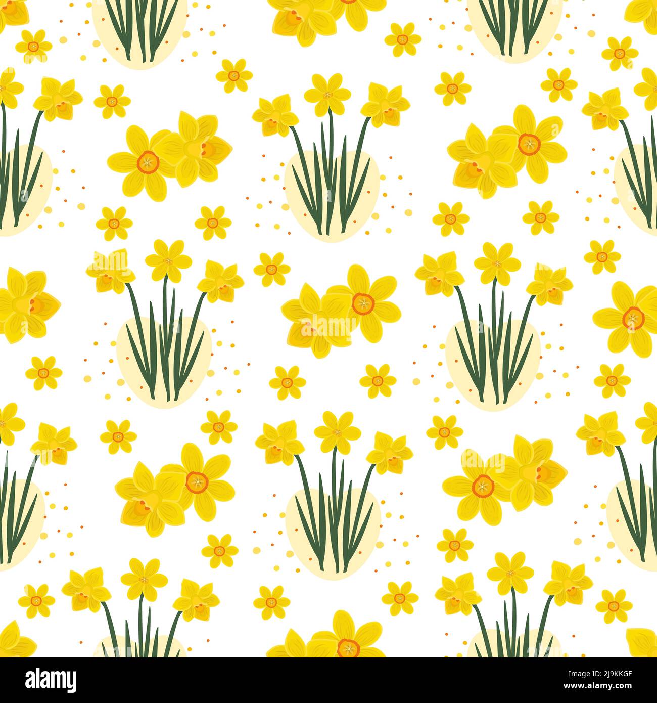 Bright daffodils, colorful seamless pattern Stock Vector