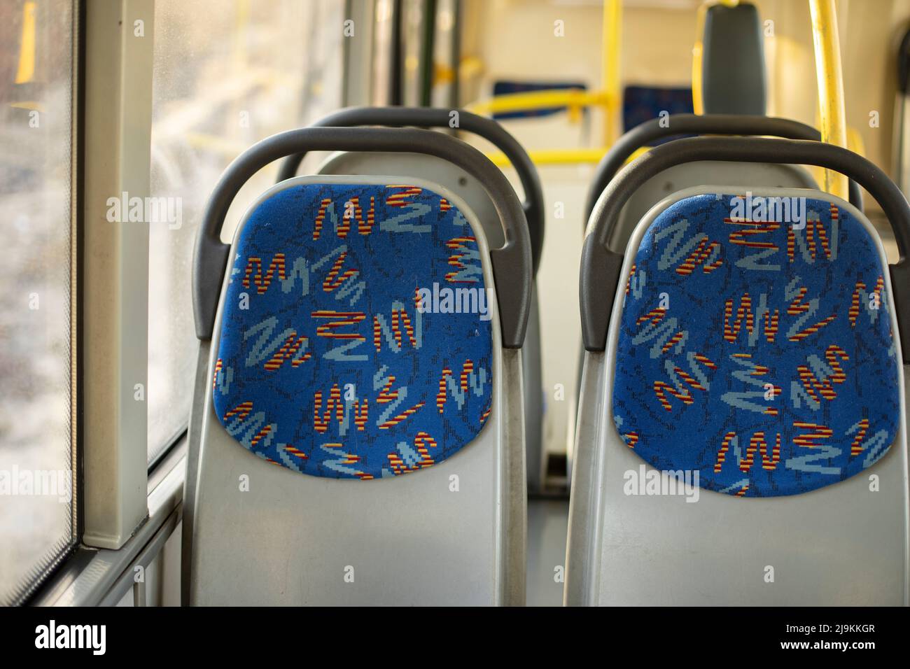 Seats on bus. Empty seats in transport. Seats for passengers. Interior of bus Stock Photo Alamy