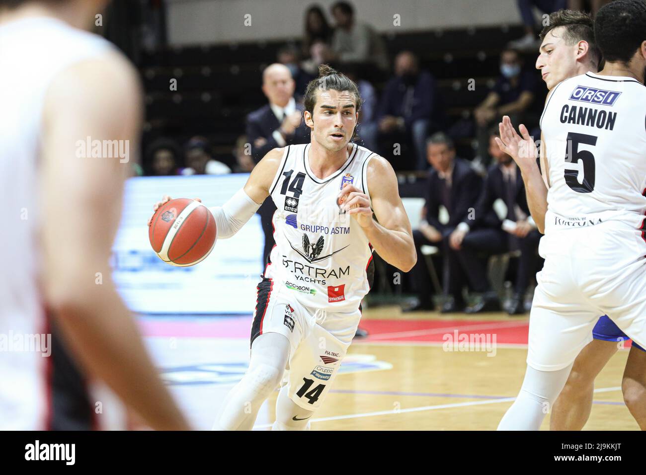 Bruno Mascolo (# 14 playmaker Derthona) during Derthona basket vs Treviso championschip Serie A1 2021-2022 LBA Stock Photo