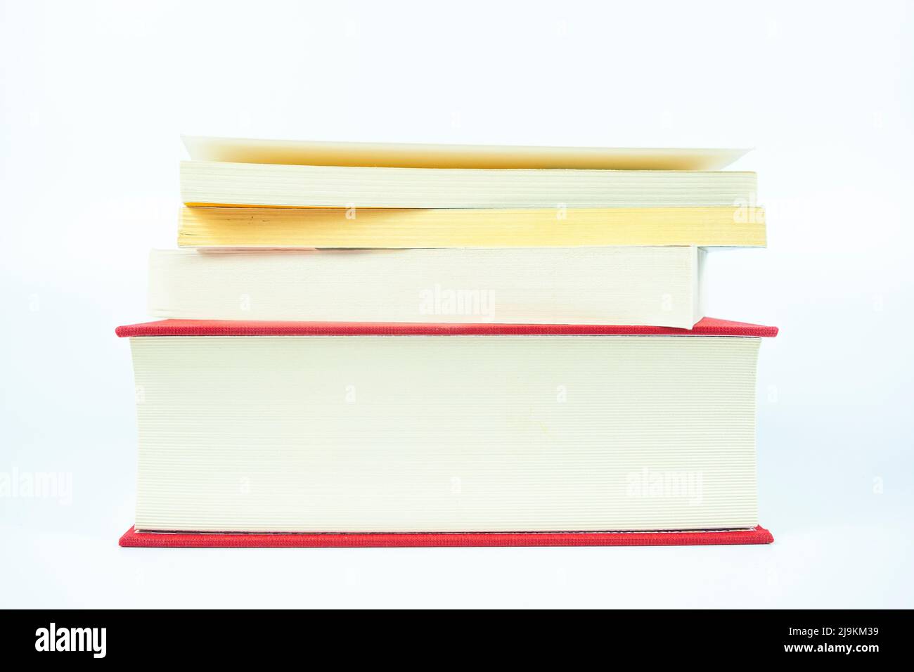 3 books isolated on white background, school concept, learning and searching idea, front view of book Stock Photo