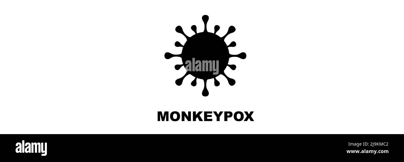 Monkeypox. MONKEYPOX VIRUS. Zoonotic viral disease that can infect non-human primates, rodents and some other mammals. Virus design with text. Stock Photo