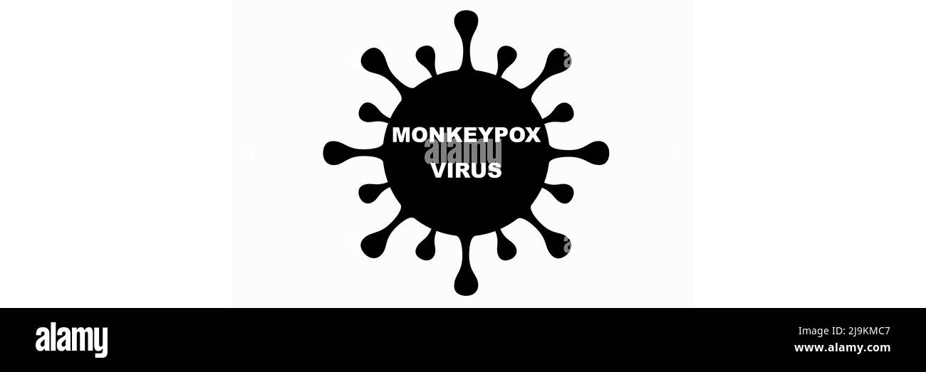Monkeypox. MONKEYPOX VIRUS. Zoonotic viral disease that can infect non-human primates, rodents and some other mammals. Virus design with text. Stock Photo