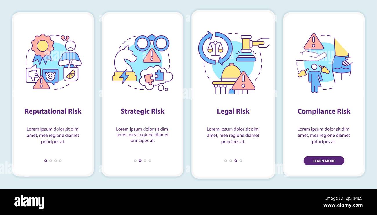 Risk categorizations onboarding mobile app screen Stock Vector Image ...
