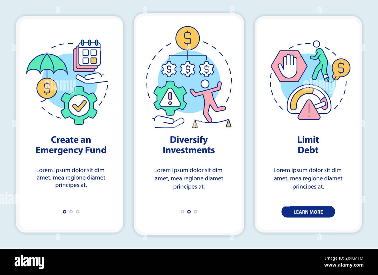 Additional steps to risk management onboarding mobile app screen Stock ...