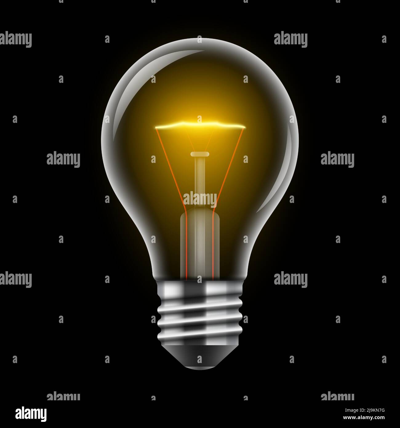 Incandescent light bulb on a black background. Old style glowing