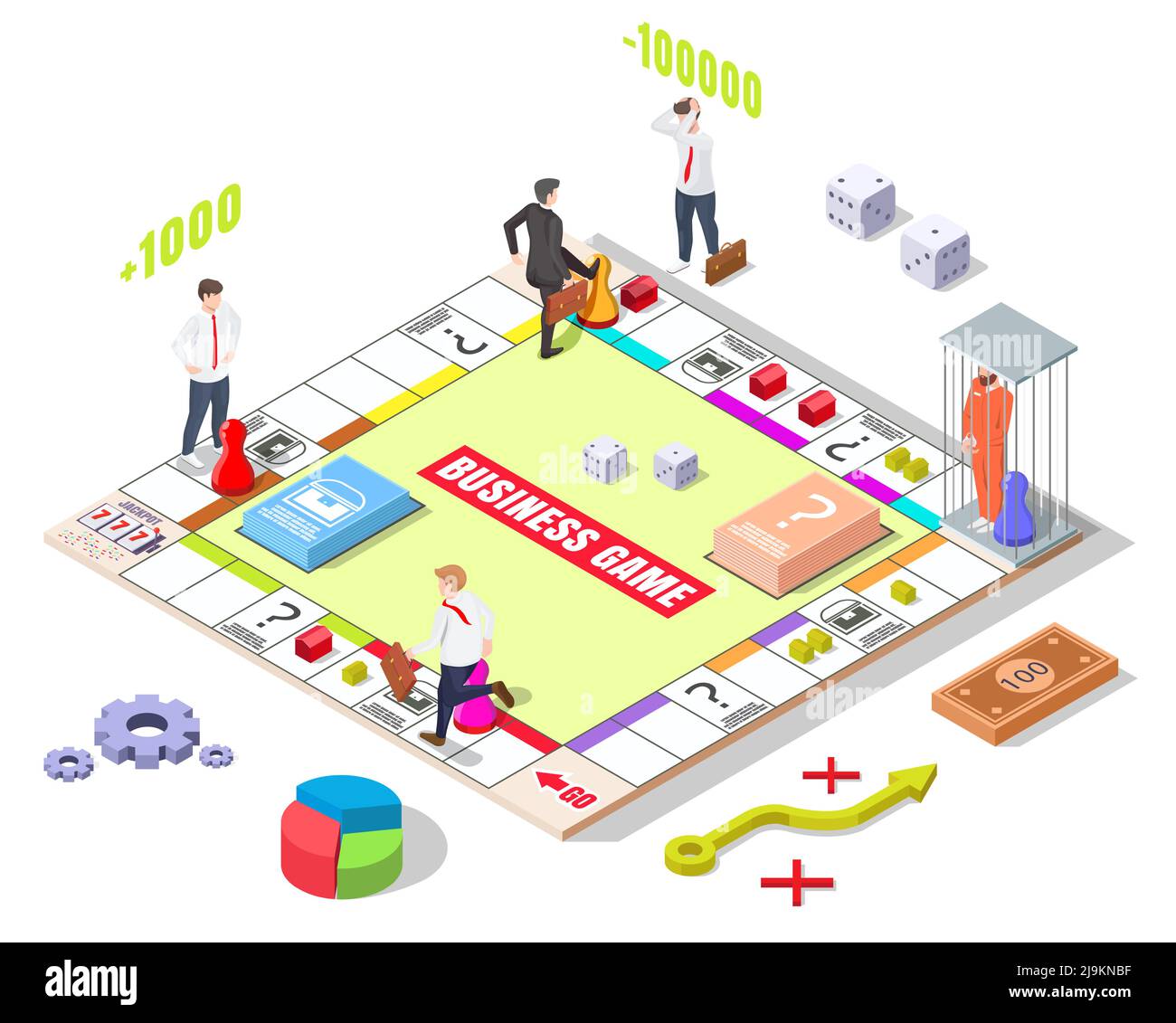 Business game and businesspeople on board vector Stock Vector