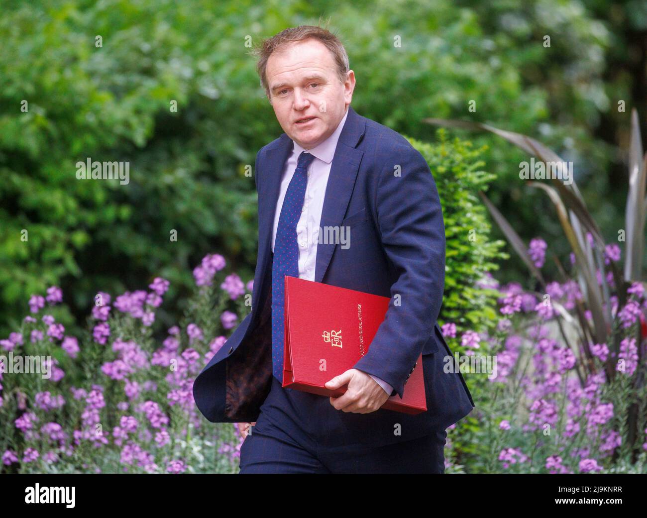 London, UK. 24th May, 2022. George Eustice, Secretary of State for Environment, Food and Rural Affairs, arrives for the Cabinet meeting. The Government is under pressure with new photos emerging of the Prime Minister drinking. Credit: Mark Thomas/Alamy Live News Stock Photo