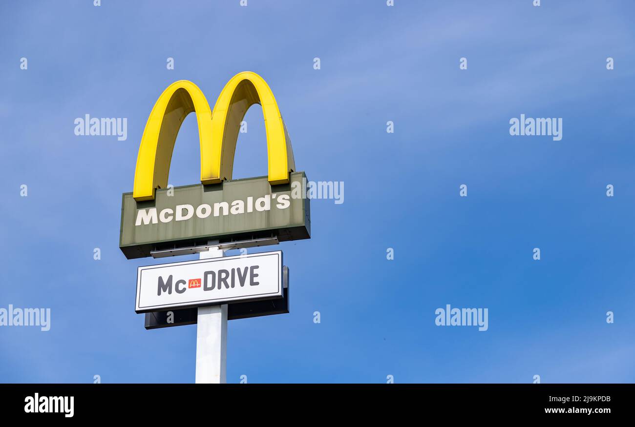 A picture of McDonald's McDrive sign. Stock Photo