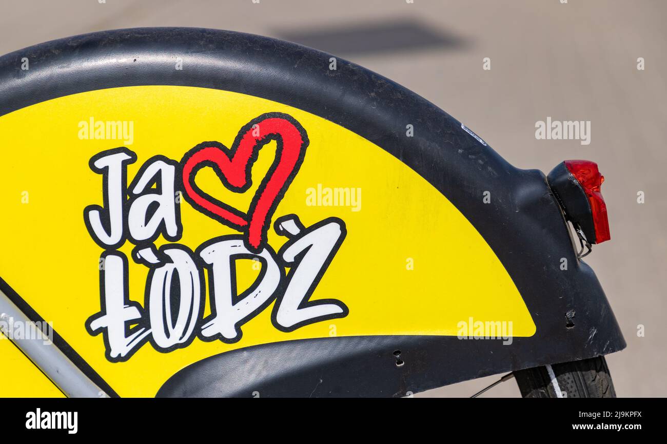 A close-up picture of the logo on a Łódź city bike Stock Photo - Alamy