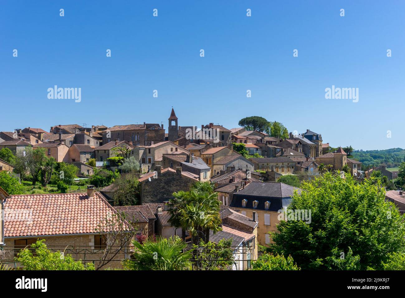Belves, France - 11 May, 2022: view of the idyllic French country town of Belves in the Dordogne Valley Stock Photo