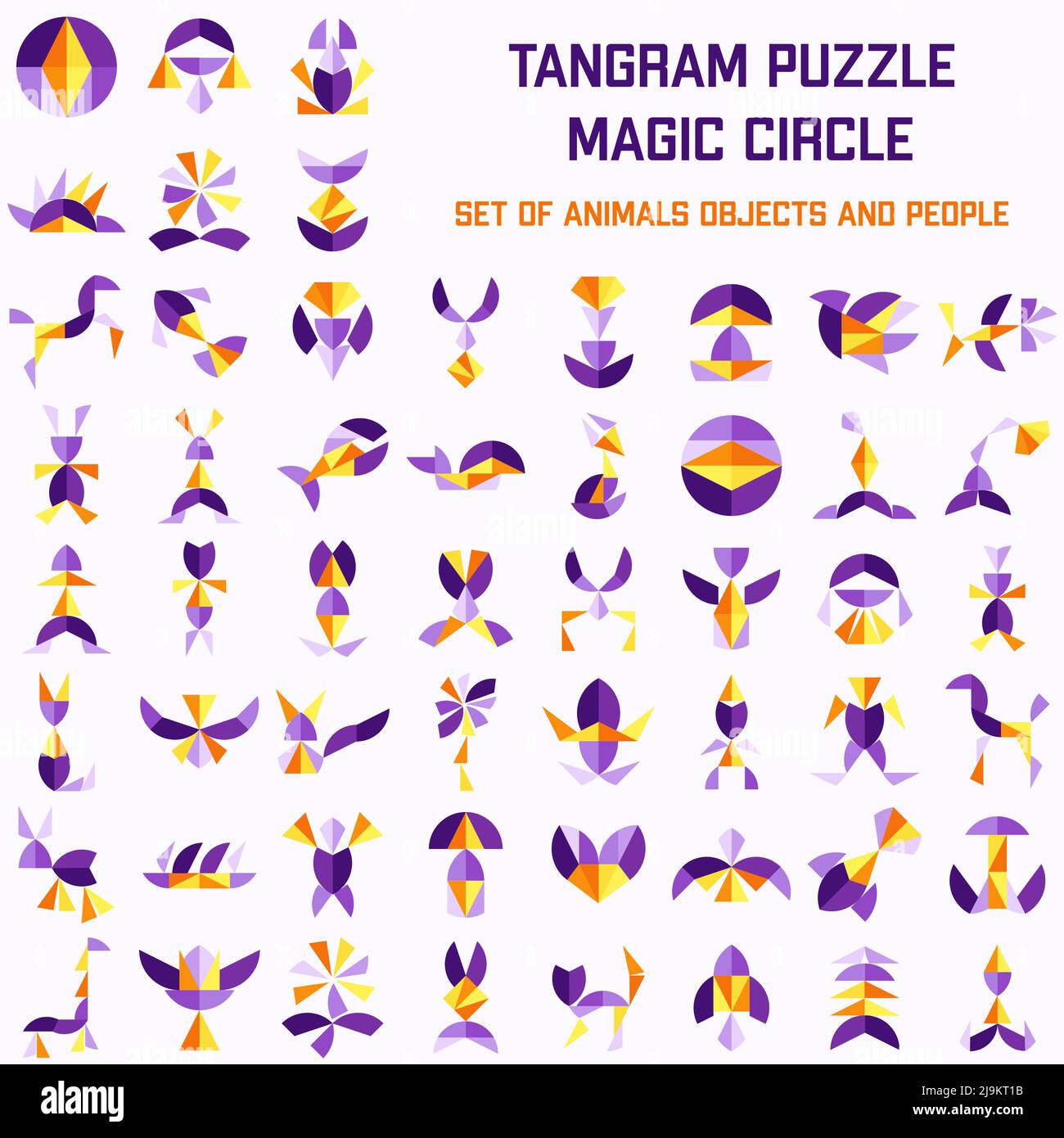 Set of Tangram Puzzle. Magic Circle Stock Vector
