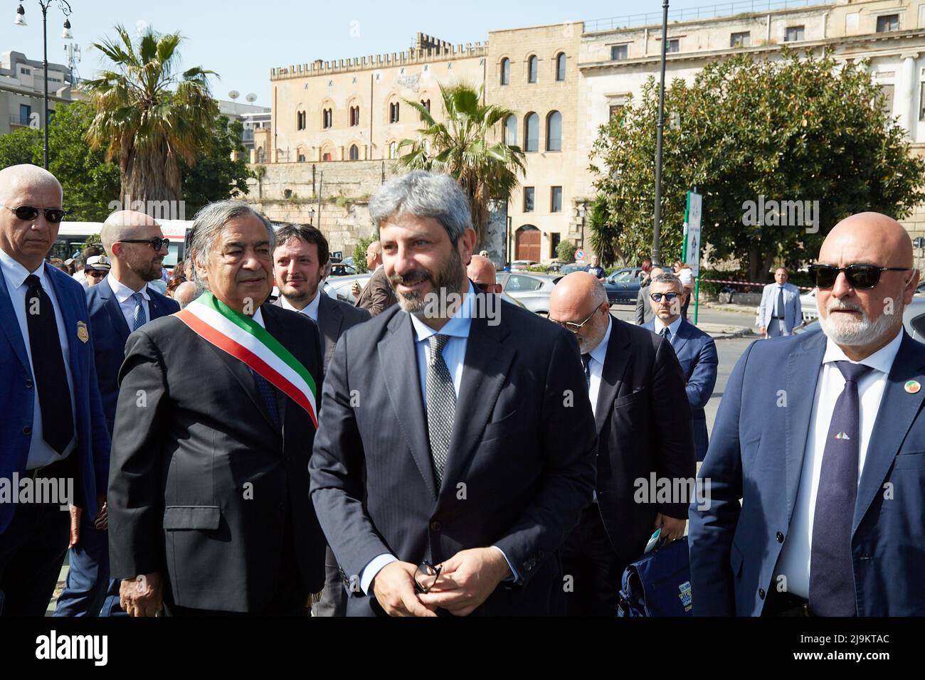 Palermo, Sicily, Italy. 23rd May, 2022. Thirty years ago, the Sicilian  mafia killed judge Giovanni Falcone with a bomb in Capaci, under the  motorway which linked the airport to the centre of