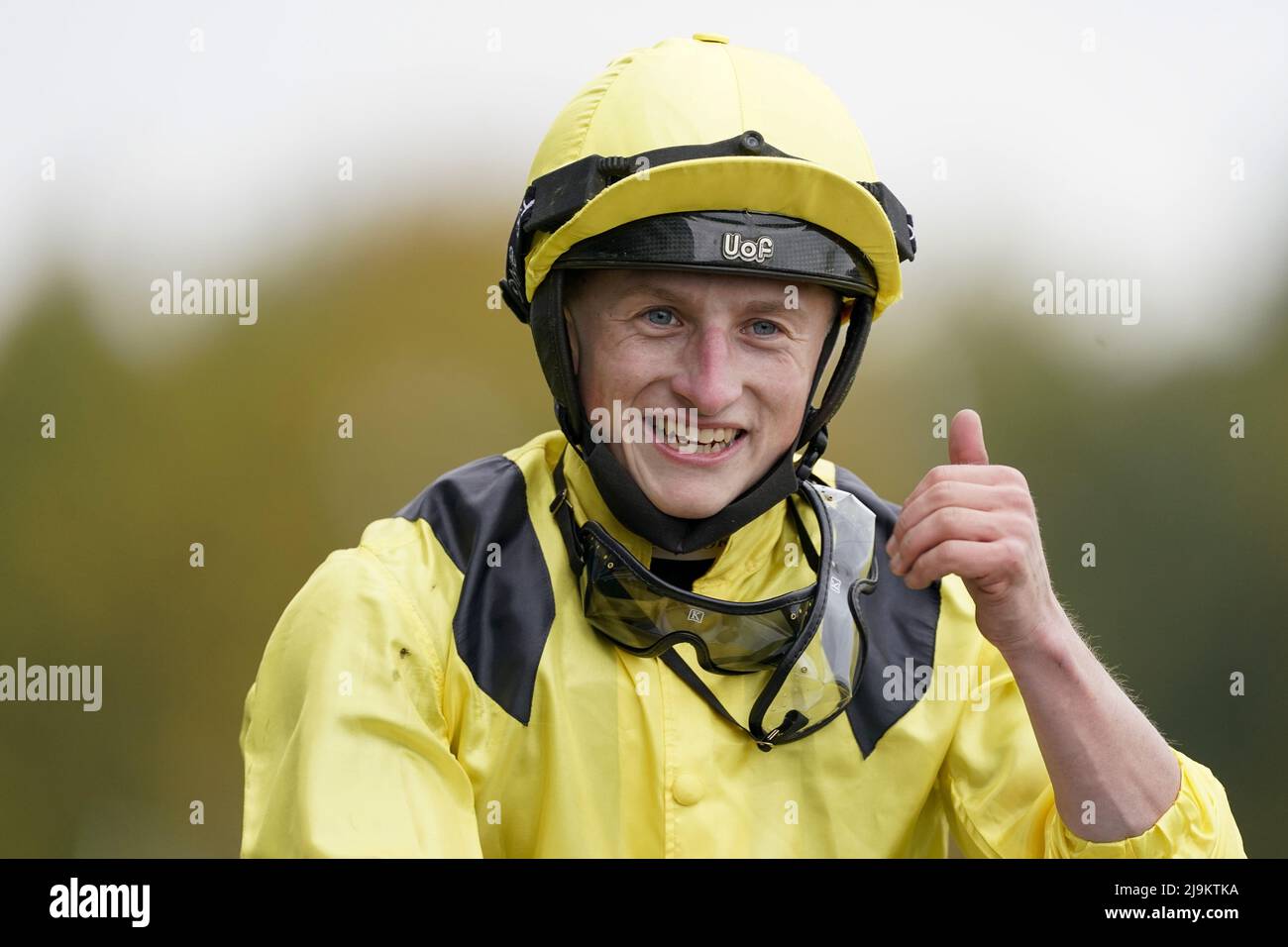 File photo dated 17-10-2020 of Tom Marquand celebrates winning The Qipco Champion Stakes on Addeybb at Ascot Racecourse. Tom Marquand is 'absolutely buzzing' at the prospect of being reunited with Addeybb in the Coral Brigadier Gerard Stakes at Sandown on Thursday. Issue date: Tuesday May 24, 2022. Stock Photo