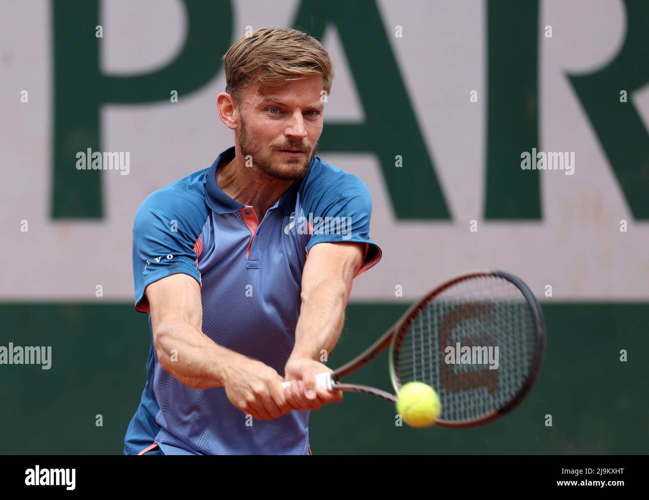 Tennis - French Open - Roland Garros, Paris, France - May 24, 2022  Belgium's David Goffin in action during his first round match against Czech  Republic's Jiri Lehecka REUTERS/Yves Herman Stock Photo - Alamy