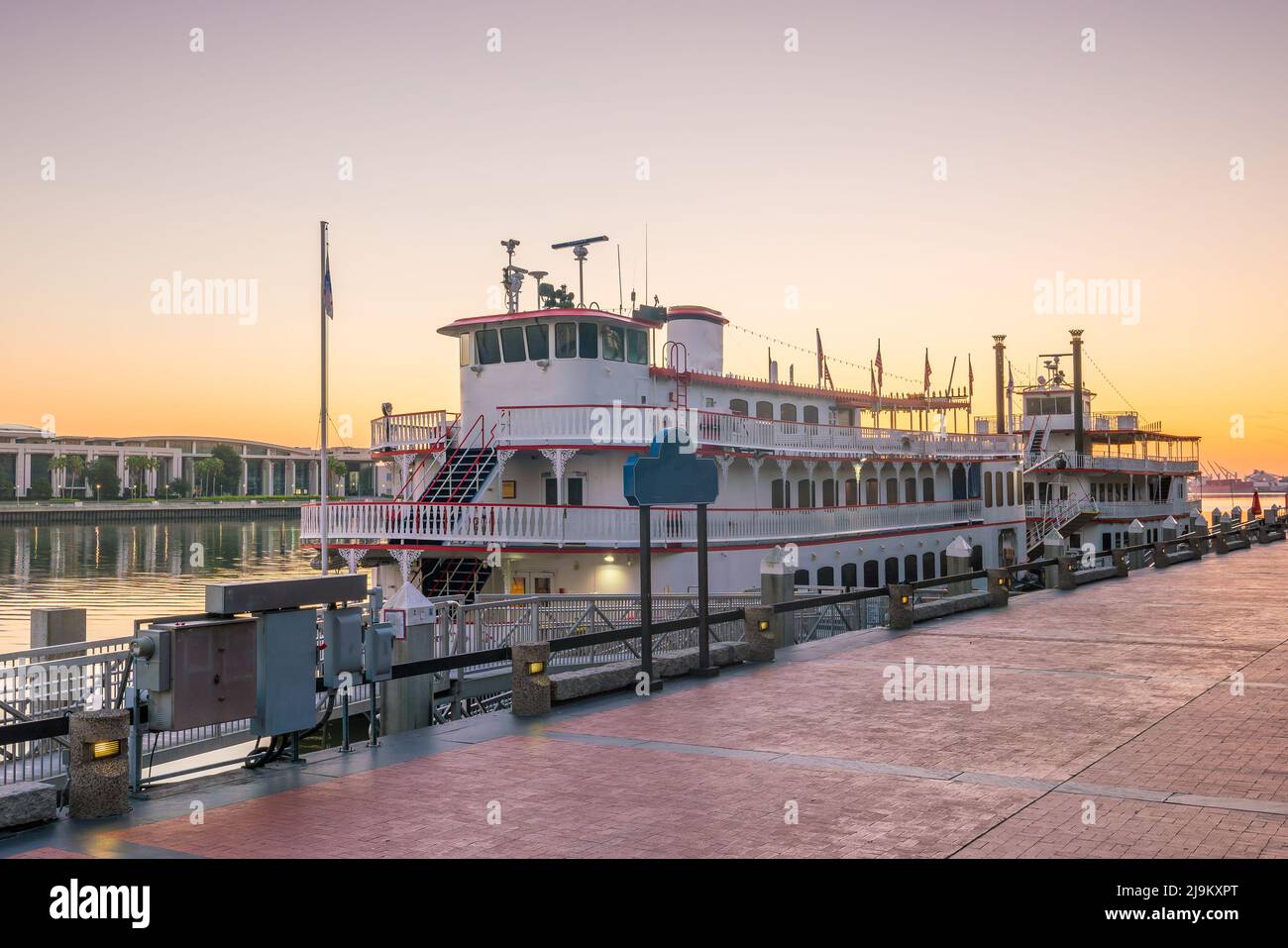 Historic District waterfront of Savannah, USA at twilight Stock