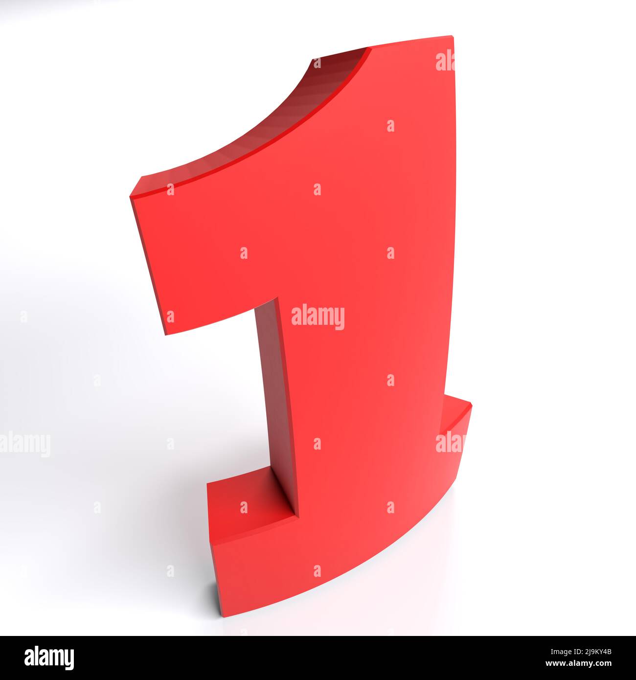 Number 1 in red color isolated on white background - 3D rendering ...