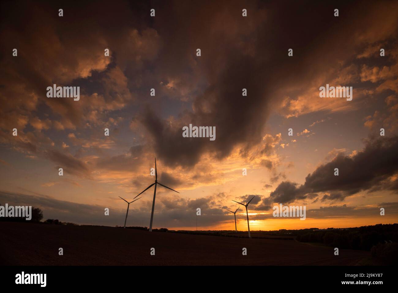 Sunset at Lindhurst wind Farm on Blidworth Lane, Rainworth