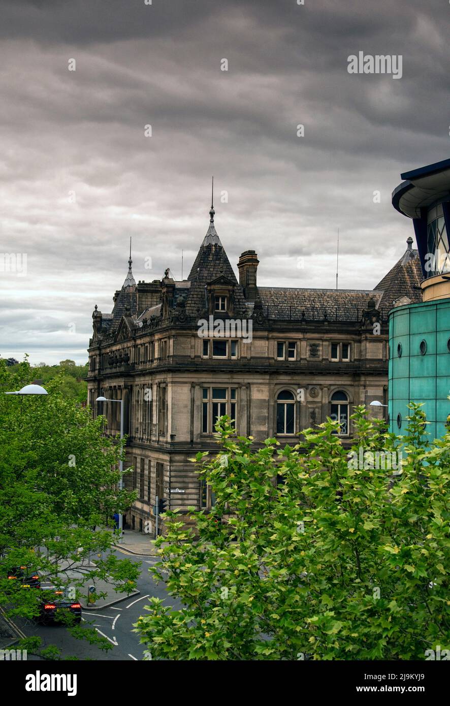 View of the Guild Hall, captured from the top of the Concert Hall in Nottingham, Nottinghamshire England UK Stock Photo