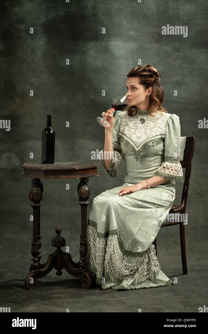 Conceptual portrait of young charming girl in image of medieval royal ...