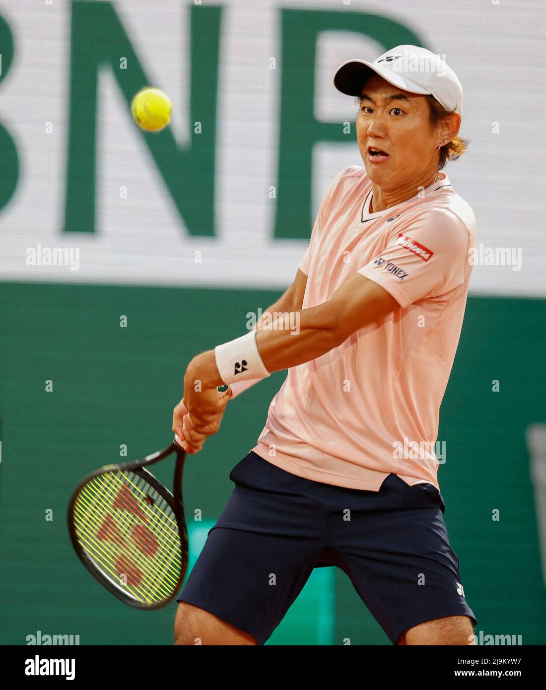 Paris, France, May 23 2022, Yoshihito NISHIOKA (JPN) in action during Day 02 of the 2022 French Open at Roland Garros on May 23 2022 in Paris, France, Photo by CIOL/ABACAPRESS Credit
