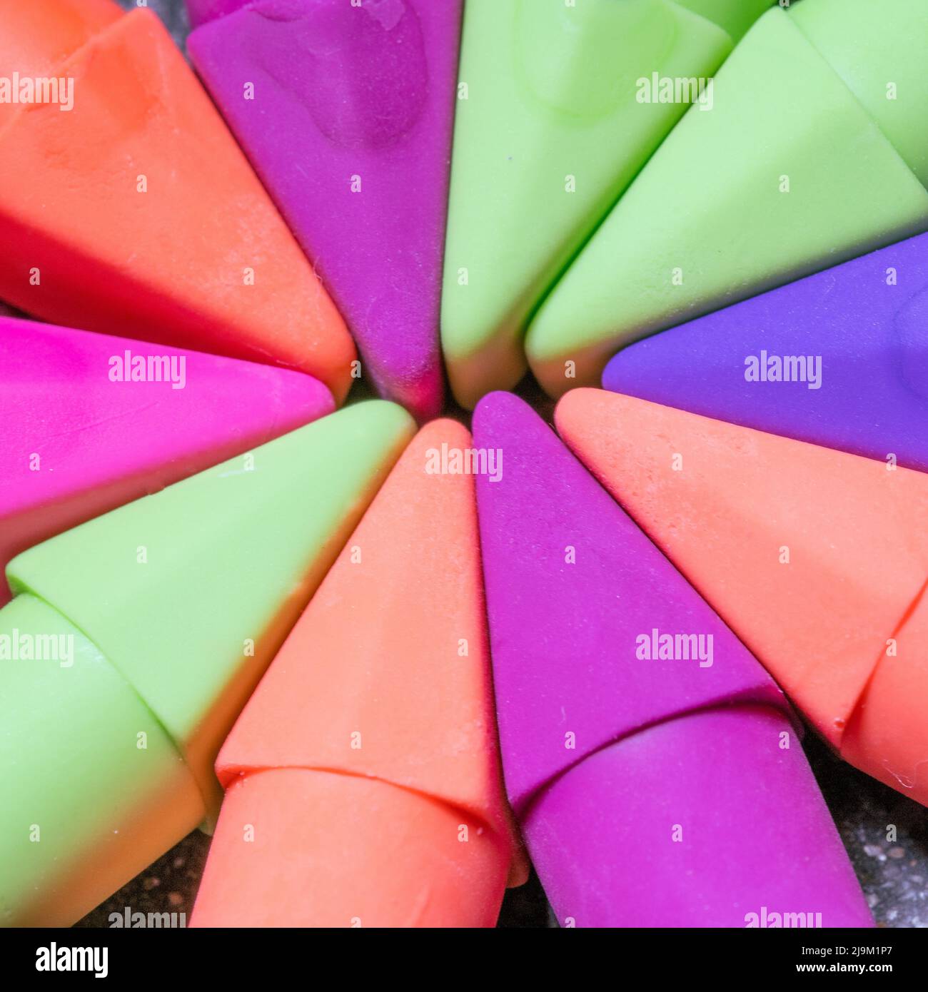 Macro image of colorful pencil erasers Stock Photo Alamy