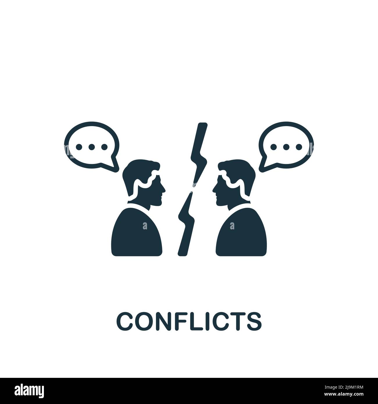 Conflicts icon. Monochrome simple Psychology icon for templates, web design and infographics Stock Vector