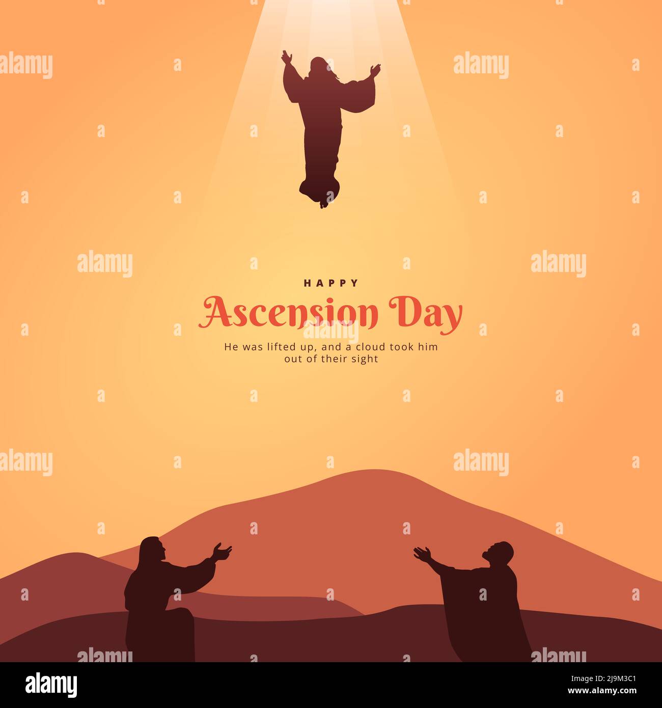 The Ascension Day of Jesus Christ Vector Illustration. Biblical silhouette illustration series Stock Vector