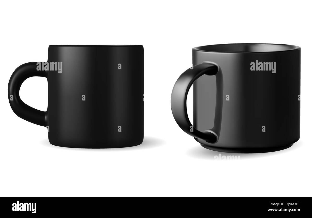 Black tea cup. Porcelain coffee cup template, isolated vector