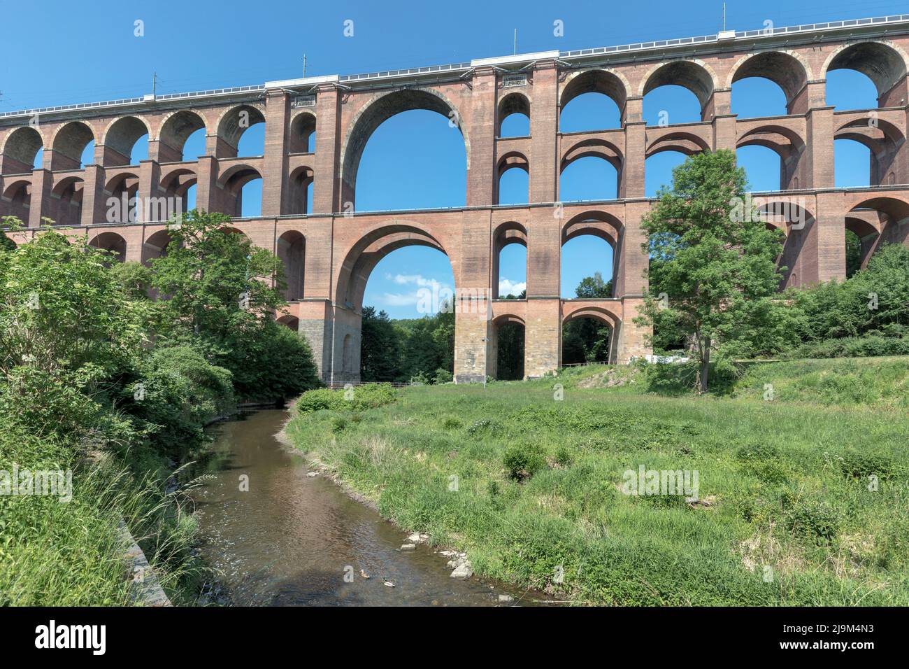 Goltzsch viaduct - world's largest brick built bridge in Netzschkau, Saxony. Designed by Johann Andreas Schubert completed 1851. Spans River Goltzsch Stock Photo