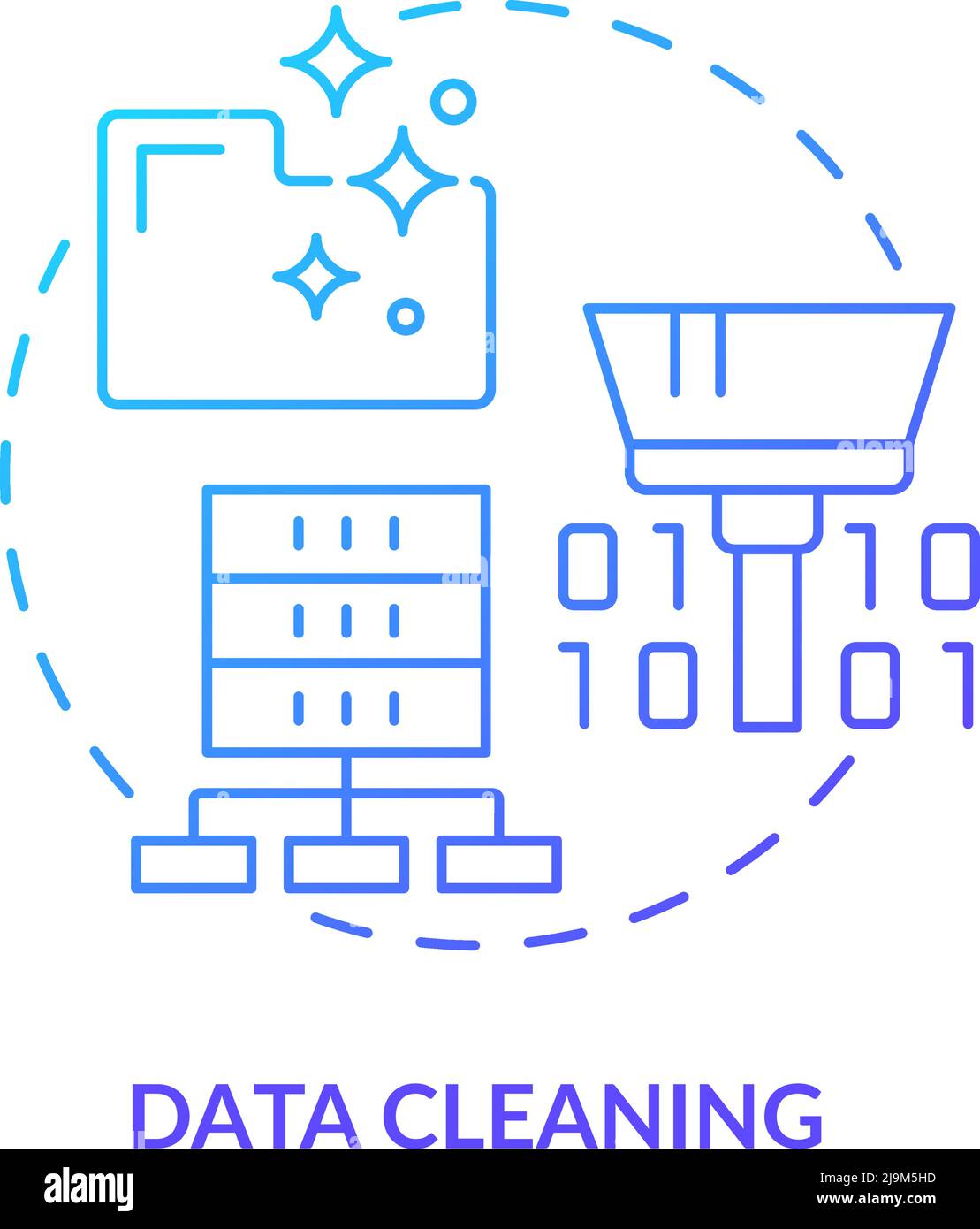 Data cleaning blue gradient concept icon Stock Vector