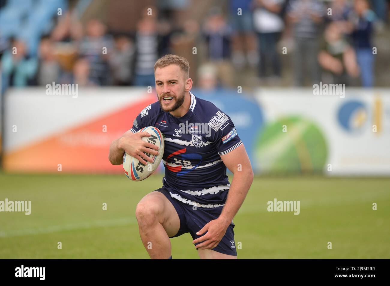 Featherstone, England - 21st May 2022 - Connor Jones of Featherstone Rovers scores a try