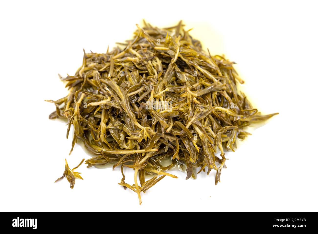 Mountain thyme with sauce. Natural olive oil thyme for breakfast on