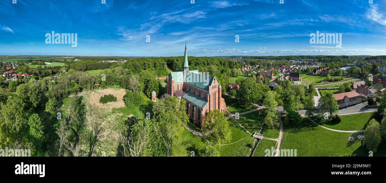 Aerial panoramic view from the Minster building with parc area in Bad Doberan, Germany Stock Photo